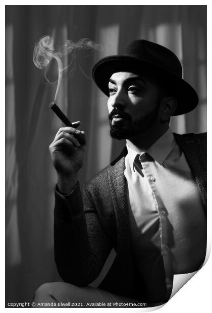 Film Noir Smoking Print by Amanda Elwell