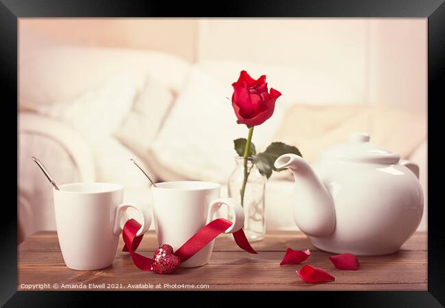 Valentines Day Tea Cups Framed Print by Amanda Elwell