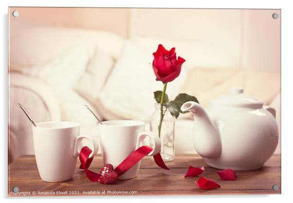 Valentines Day Tea Cups Acrylic by Amanda Elwell