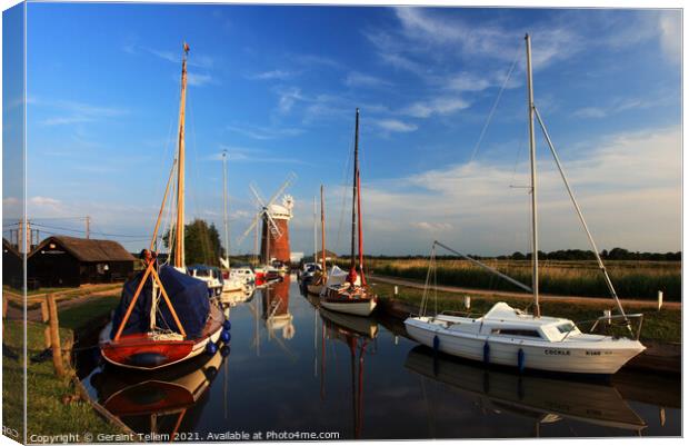 Summer evening, Horsey Mill, Norfolk Broads, UK Canvas Print by Geraint Tellem ARPS