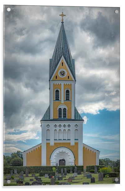 Brakne Hoby Church Facade Editorial Acrylic by Antony McAulay