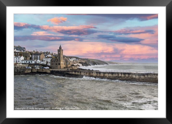 PortLeven a town in Cornwall, small fishing village,  Framed Mounted Print by Holly Burgess