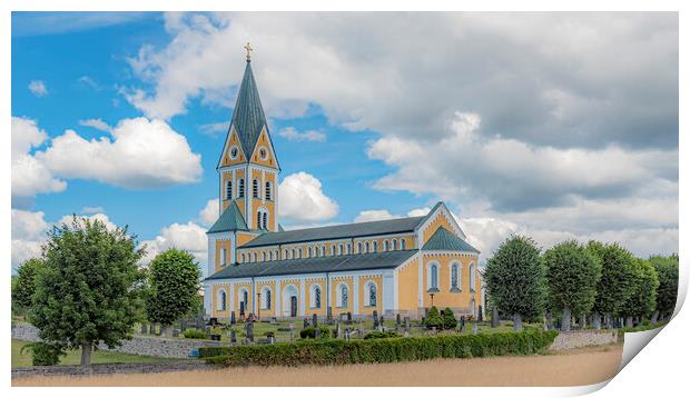 Brakne Hoby Church Panorama Print by Antony McAulay