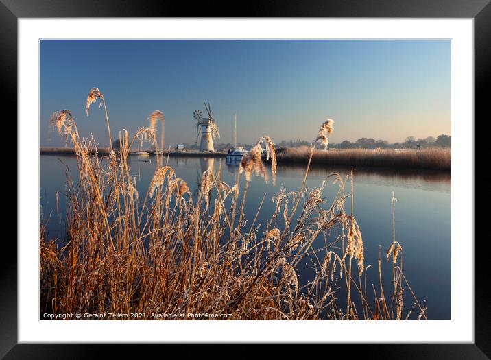 Early winter's morning,Thurne Mill and River Thurne, Norfolk Broads, UK Framed Mounted Print by Geraint Tellem ARPS
