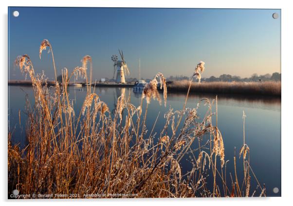 Early winter's morning,Thurne Mill and River Thurne, Norfolk Broads, UK Acrylic by Geraint Tellem ARPS