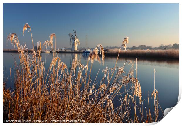 Early winter's morning,Thurne Mill and River Thurne, Norfolk Broads, UK Print by Geraint Tellem ARPS