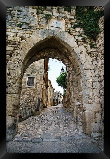 The Guard Gate, Lacoste, France Framed Print by Jacqi Elmslie