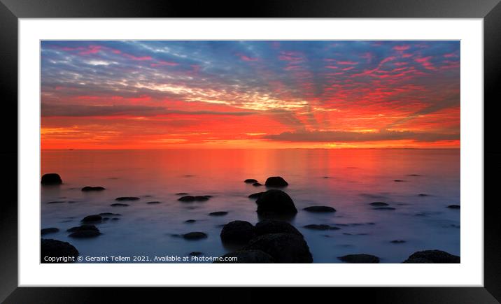 Midsummer sunset over The Wash, from Hunstanton beach, North Norfolk, England, UK Framed Mounted Print by Geraint Tellem ARPS