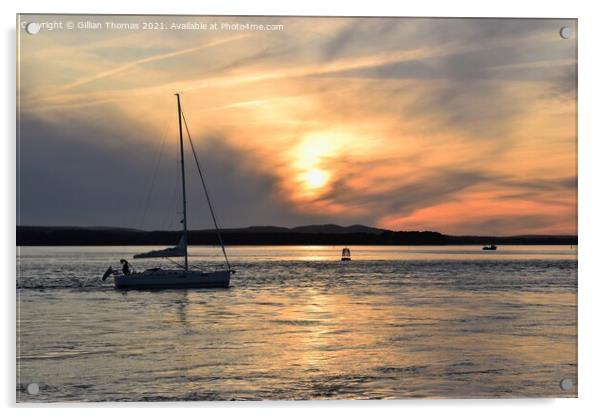 Poole Harbour Sunset Acrylic by Gillian Thomas
