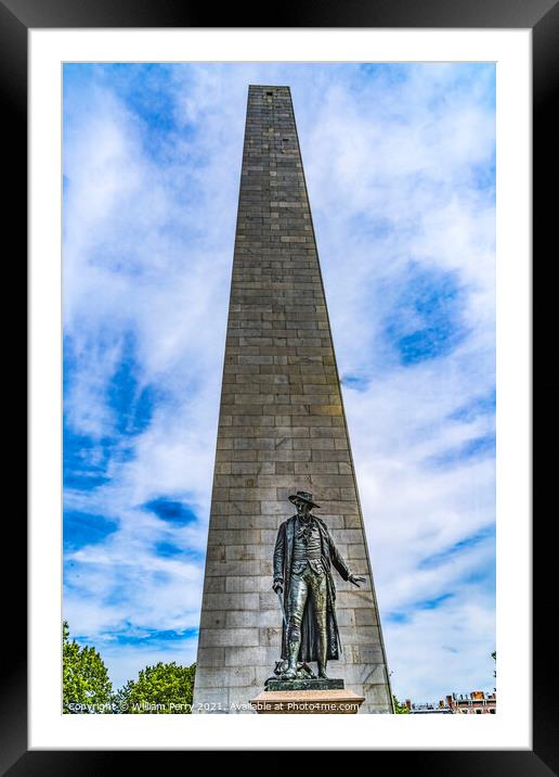 Prescott Statue Bunker Hill Monument Boston Massachusetts Framed Mounted Print by William Perry