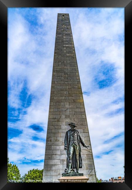 Prescott Statue Bunker Hill Monument Boston Massachusetts Framed Print by William Perry