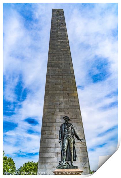 Prescott Statue Bunker Hill Monument Boston Massachusetts Print by William Perry