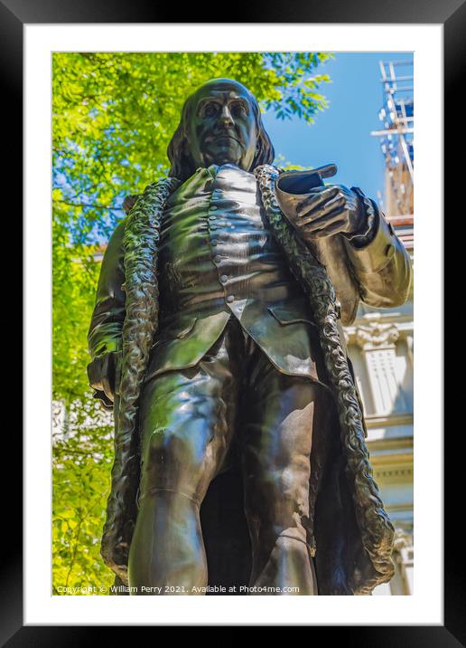 Benjamin Franklin Statue Boston Latin School Freedom Trail Bosto Framed Mounted Print by William Perry