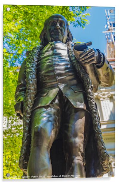 Benjamin Franklin Statue Boston Latin School Freedom Trail Bosto Acrylic by William Perry