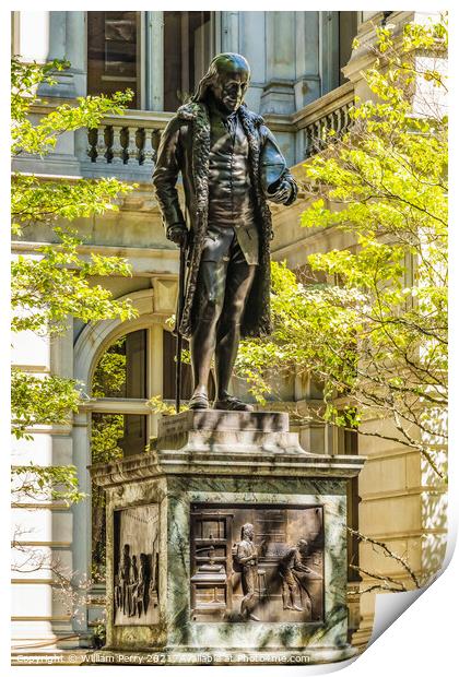 Benjamin Franklin Statue Boston Latin School Freedom Trail Bosto Print by William Perry