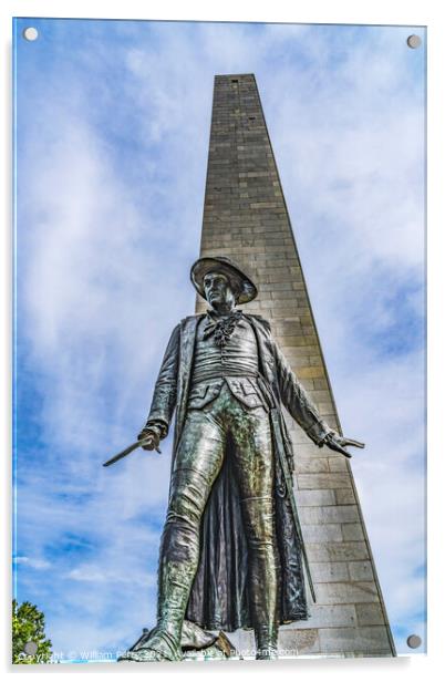 Prescott Statue Bunker Hill Monument Boston Massachusetts Acrylic by William Perry