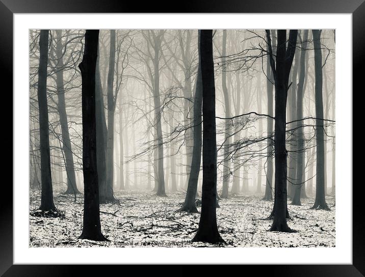 woodland mist Framed Mounted Print by Simon Johnson