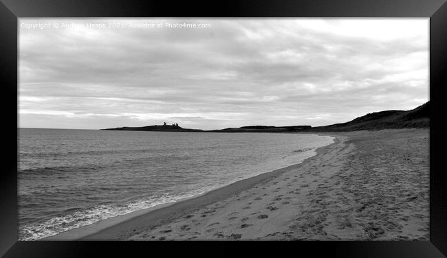 Northumberland coastal scene from Embleton beach Framed Print by Andrew Heaps