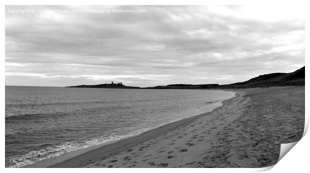 Northumberland coastal scene from Embleton beach Print by Andrew Heaps