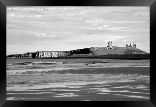 Dunstanburgh castle in Northumberland Framed Print by Andrew Heaps