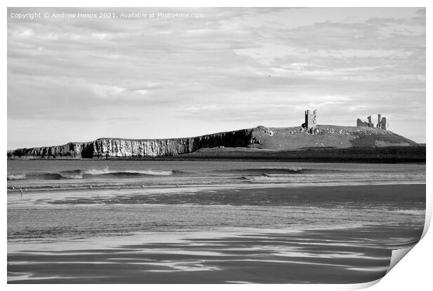Dunstanburgh castle in Northumberland Print by Andrew Heaps