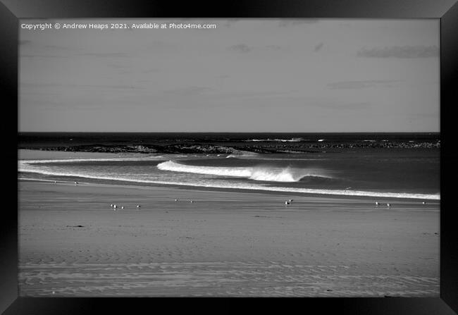 Northumberland ocean beach waves. Framed Print by Andrew Heaps