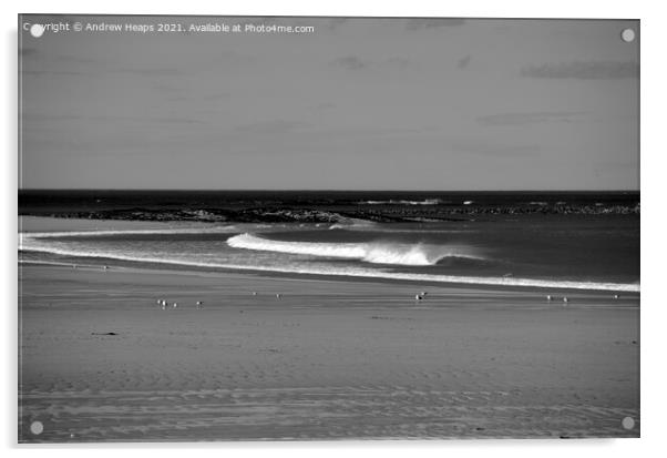 Northumberland ocean beach waves. Acrylic by Andrew Heaps