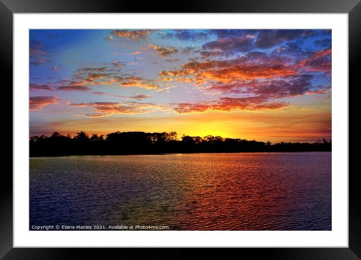 Sunset on the Lake Framed Mounted Print by Elaine Manley