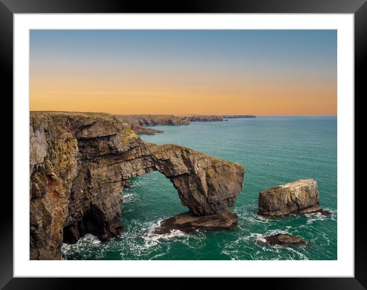 Sunrise over the Green Bridge of Wales. Framed Mounted Print by Colin Allen