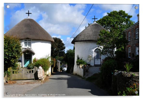 Veryan Round Houses, Cornwall Acrylic by Brian Pierce