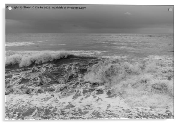 Storm waves Acrylic by Stuart C Clarke