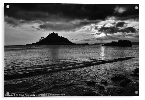 St Michael's Mount, Cornwall - Monochrome  Acrylic by Brian Pierce