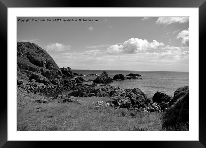 Rocky coastal scene in Northumberland Framed Mounted Print by Andrew Heaps