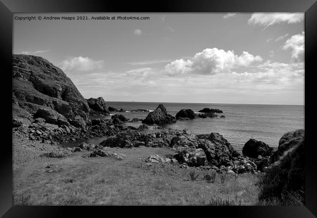 Rocky coastal scene in Northumberland Framed Print by Andrew Heaps