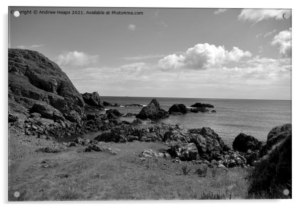 Rocky coastal scene in Northumberland Acrylic by Andrew Heaps
