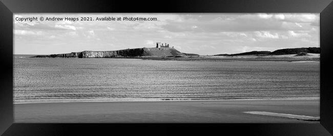 Dunstanburgh castle viewed from beach Framed Print by Andrew Heaps
