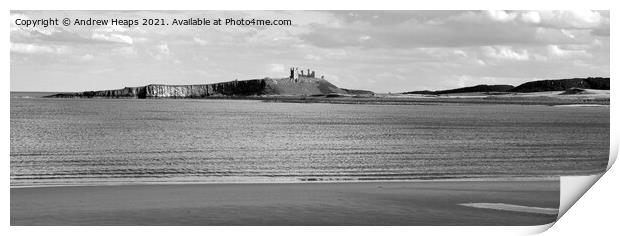 Dunstanburgh castle viewed from beach Print by Andrew Heaps