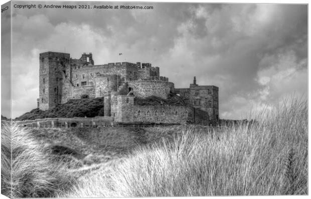 Bamburgh castle in HDR in Northumberland Canvas Print by Andrew Heaps