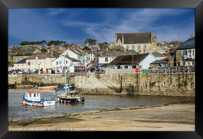 Porthleven Cornwall, fishing Harbour  Framed Print by Holly Burgess