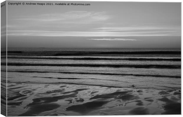 Late evening waves on Northumberland beach Canvas Print by Andrew Heaps