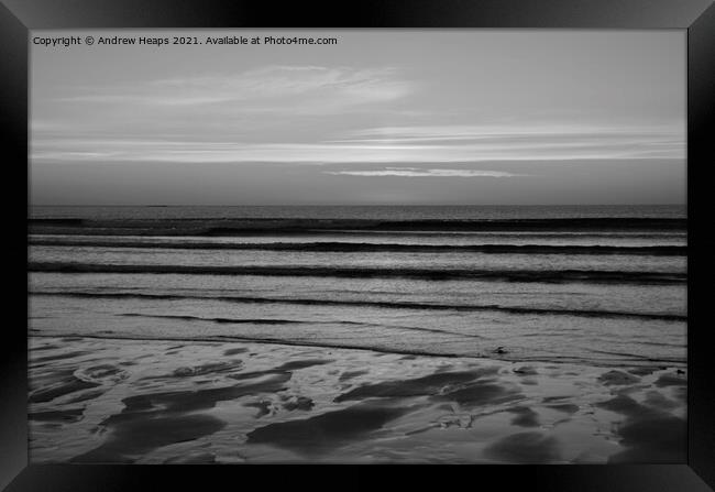 Late evening waves on Northumberland beach Framed Print by Andrew Heaps