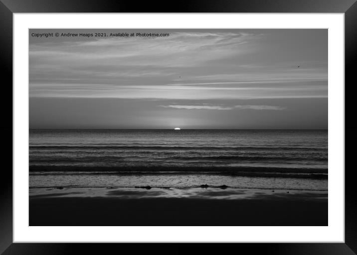 Sunset from Northumberland beach Dramatic Embleton Framed Mounted Print by Andrew Heaps