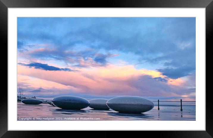 Stones on the Promenade, Penzance, Cornwall Framed Mounted Print by Rika Hodgson