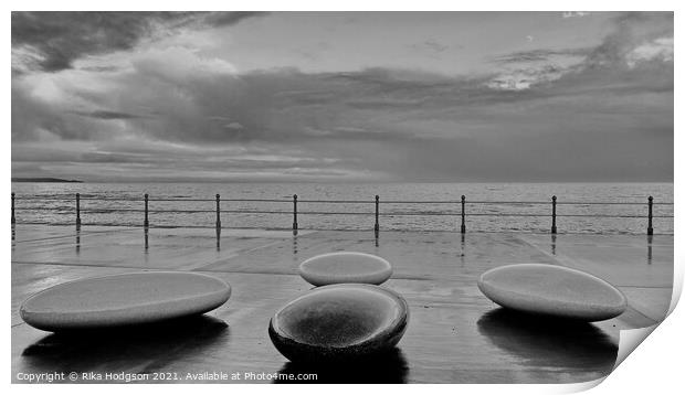 Stones in Monochrome, Penzance Promenade, Cornwall Print by Rika Hodgson