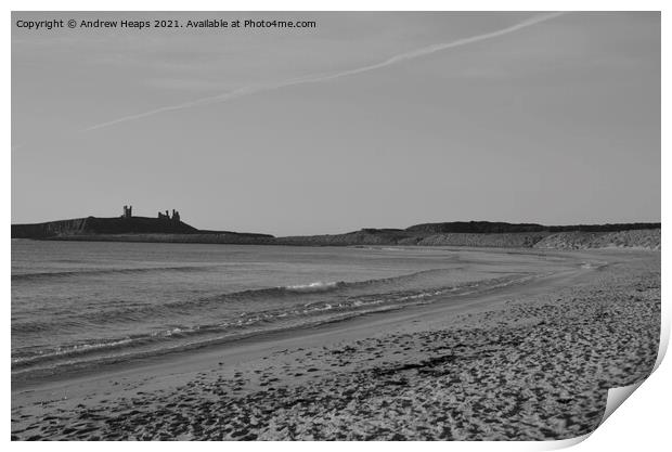 Evening sunset for Dunstanburgh castle Print by Andrew Heaps