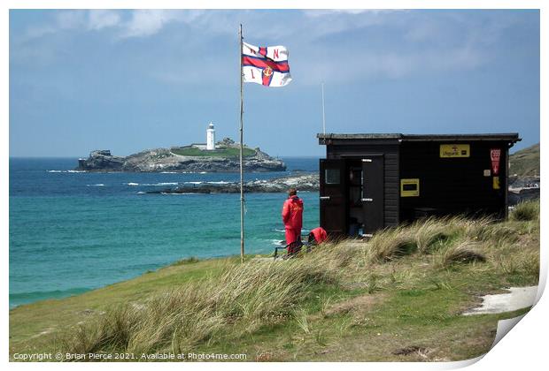 The Lifeguard Lookout, Hayle, Gwithian, Cornwall  Print by Brian Pierce