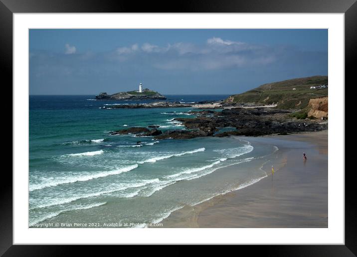 Hayle, Gwithian Beach and Godrevy Lighthouse Framed Mounted Print by Brian Pierce