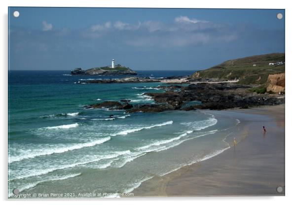 Hayle, Gwithian Beach and Godrevy Lighthouse Acrylic by Brian Pierce