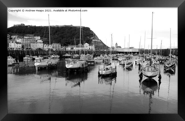 Boats in the Peaceful Scarborough Harbour Framed Print by Andrew Heaps