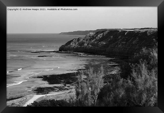Scarborough cliffs and shoreline Framed Print by Andrew Heaps